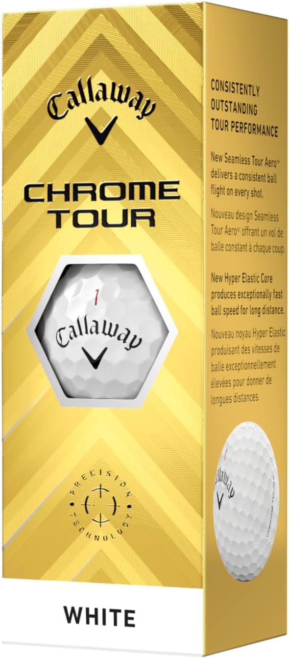 Callaway Chrome Tour Golf Balls: Hyper Fast Core, Triple Track Alignment, Tour Performance