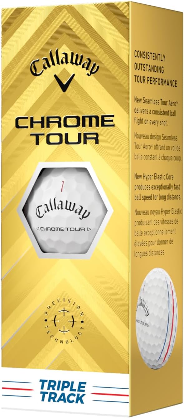 Callaway Chrome Tour Golf Balls: Hyper Fast Core, Triple Track Alignment, Tour Performance