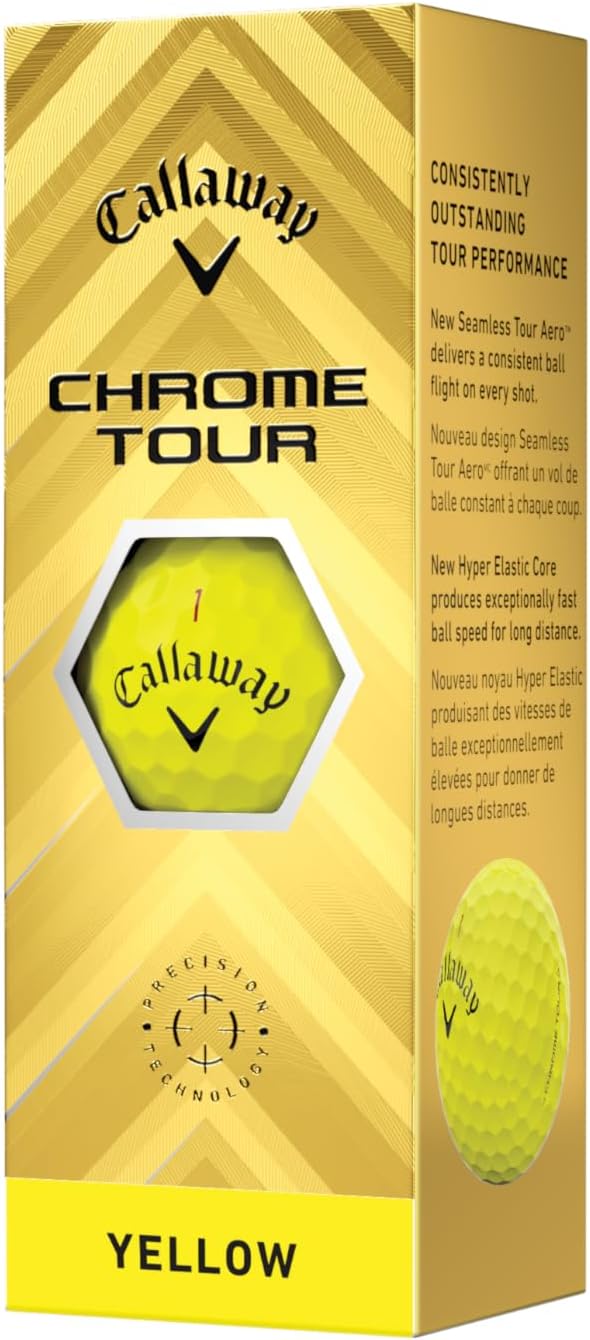 Callaway Chrome Tour Golf Balls: Hyper Fast Core, Triple Track Alignment, Tour Performance