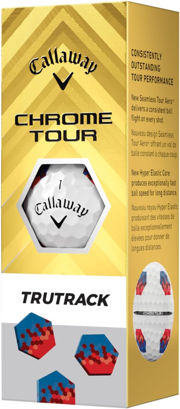 Callaway Chrome Tour Golf Balls: Hyper Fast Core, Triple Track Alignment, Tour Performance