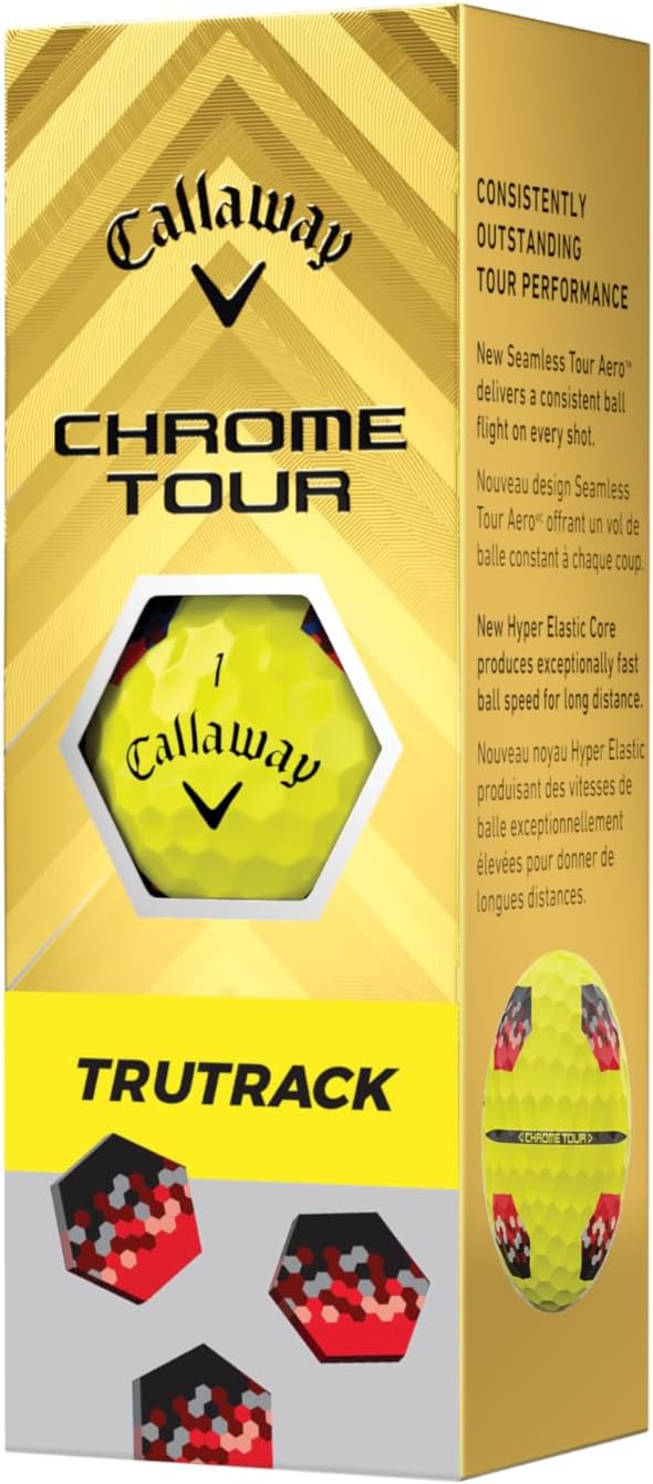 Callaway Chrome Tour Golf Balls: Hyper Fast Core, Triple Track Alignment, Tour Performance