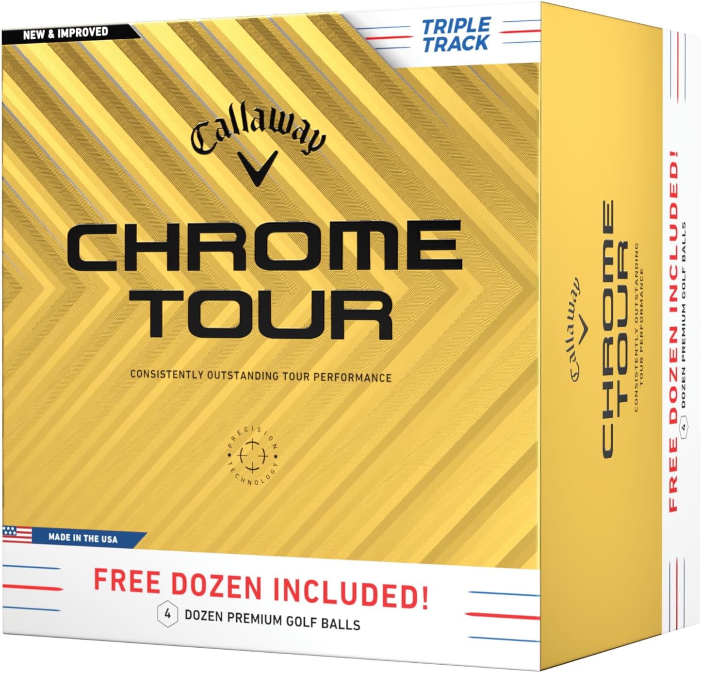 Callaway Chrome Tour Golf Balls: Hyper Fast Core, Triple Track Alignment, Tour Performance