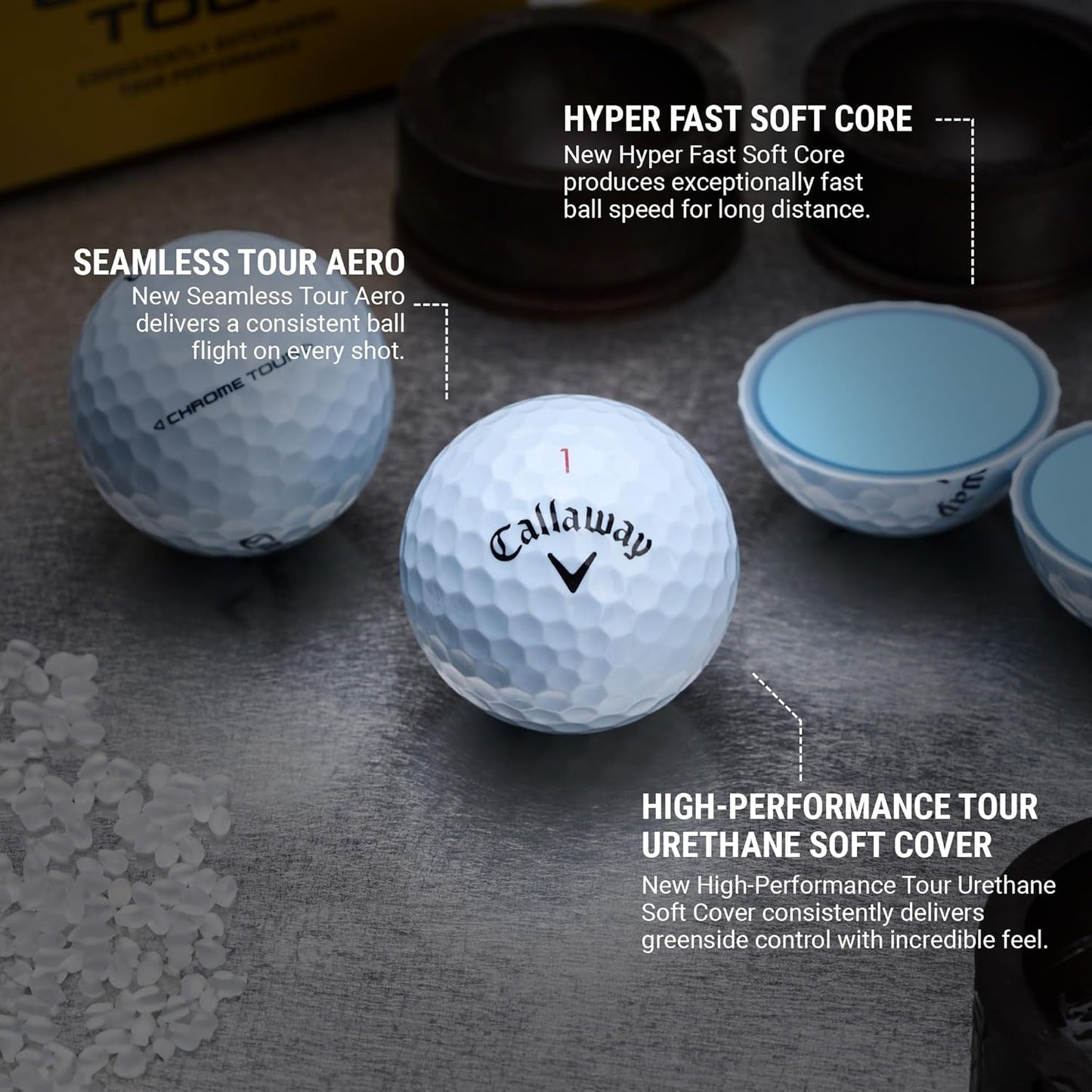Callaway Chrome Tour Golf Balls: Hyper Fast Core, Triple Track Alignment, Tour Performance