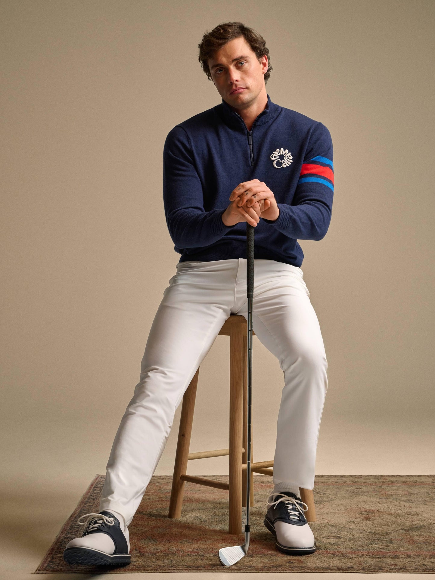 Legacy Collection™ Mens Triple Track Blocked Sleeve 1/4 Zip Golf Sweater