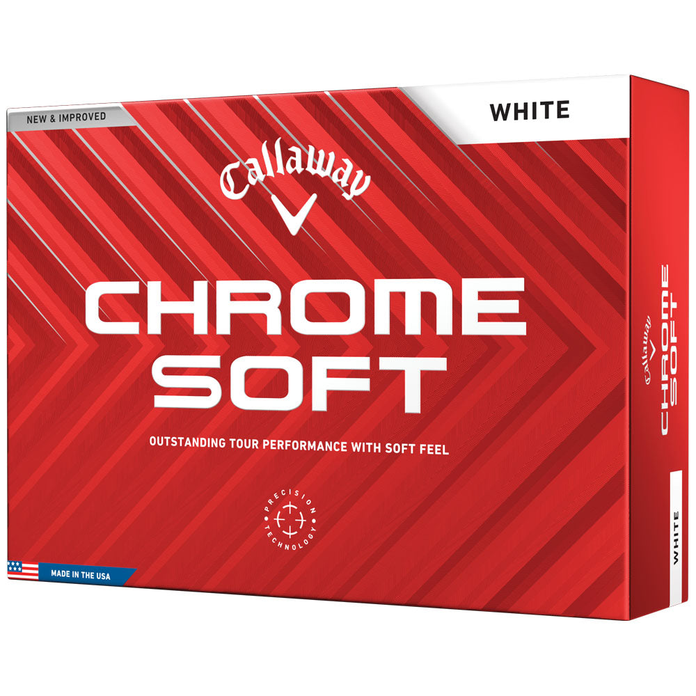 Callaway Chrome Soft White Golf Balls: Fast Core, Tour Urethane Cover, 12-Pack