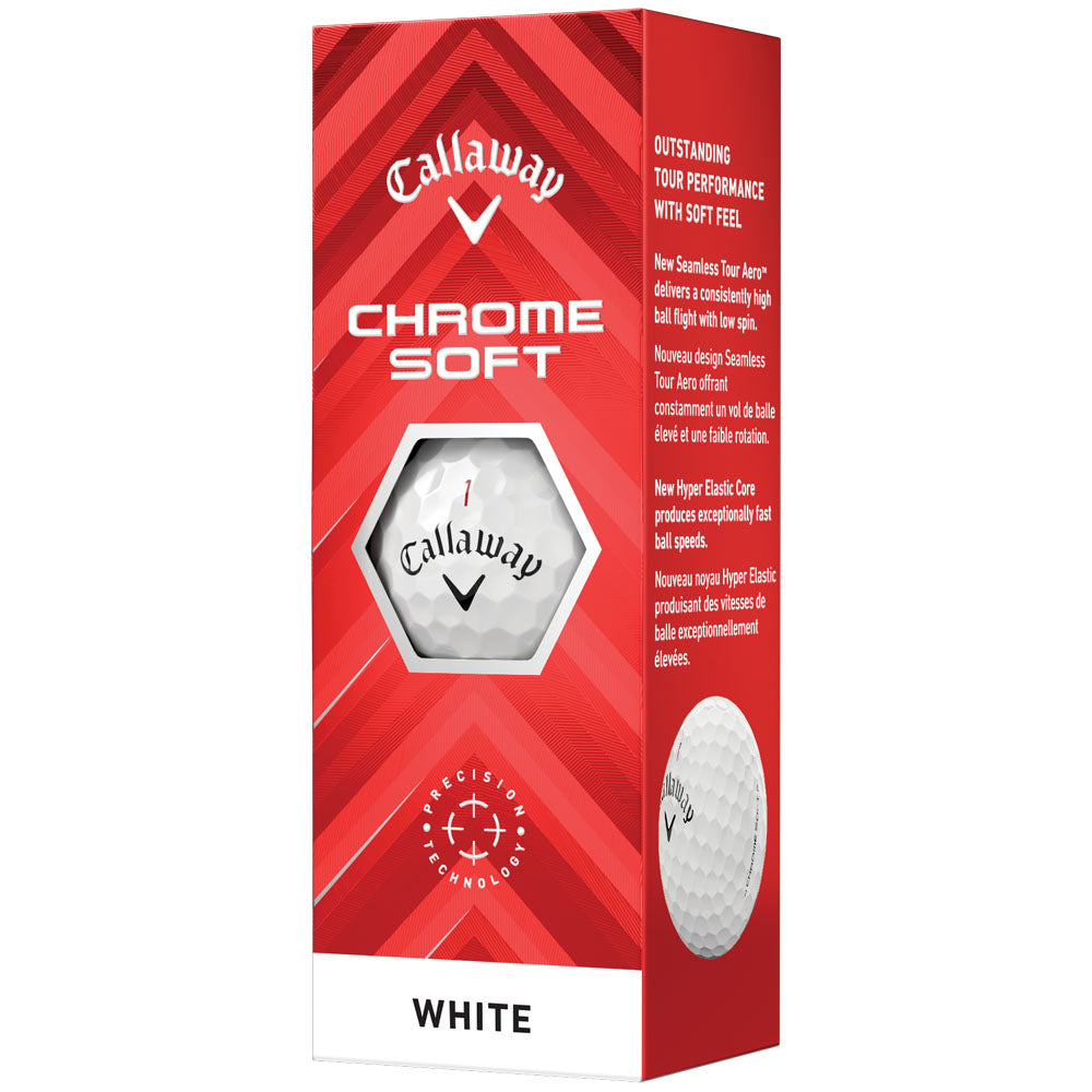 Callaway Chrome Soft White Golf Balls: Fast Core, Tour Urethane Cover, 12-Pack