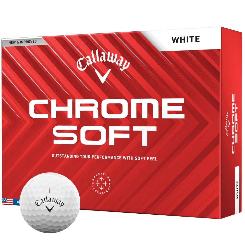 Callaway Chrome Soft White Golf Balls: Fast Core, Tour Urethane Cover, 12-Pack