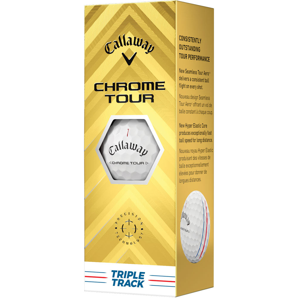 Callaway Chrome Tour Triple Track Golf Balls: Enhanced Distance, Feel, Alignment, 12-Pack