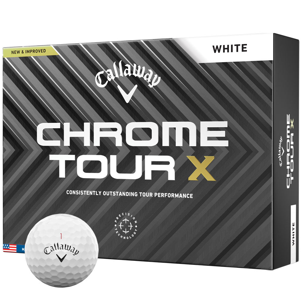 Callaway Chrome Tour X Golf Balls: White, 12-Pack, Optimal Speed & Control