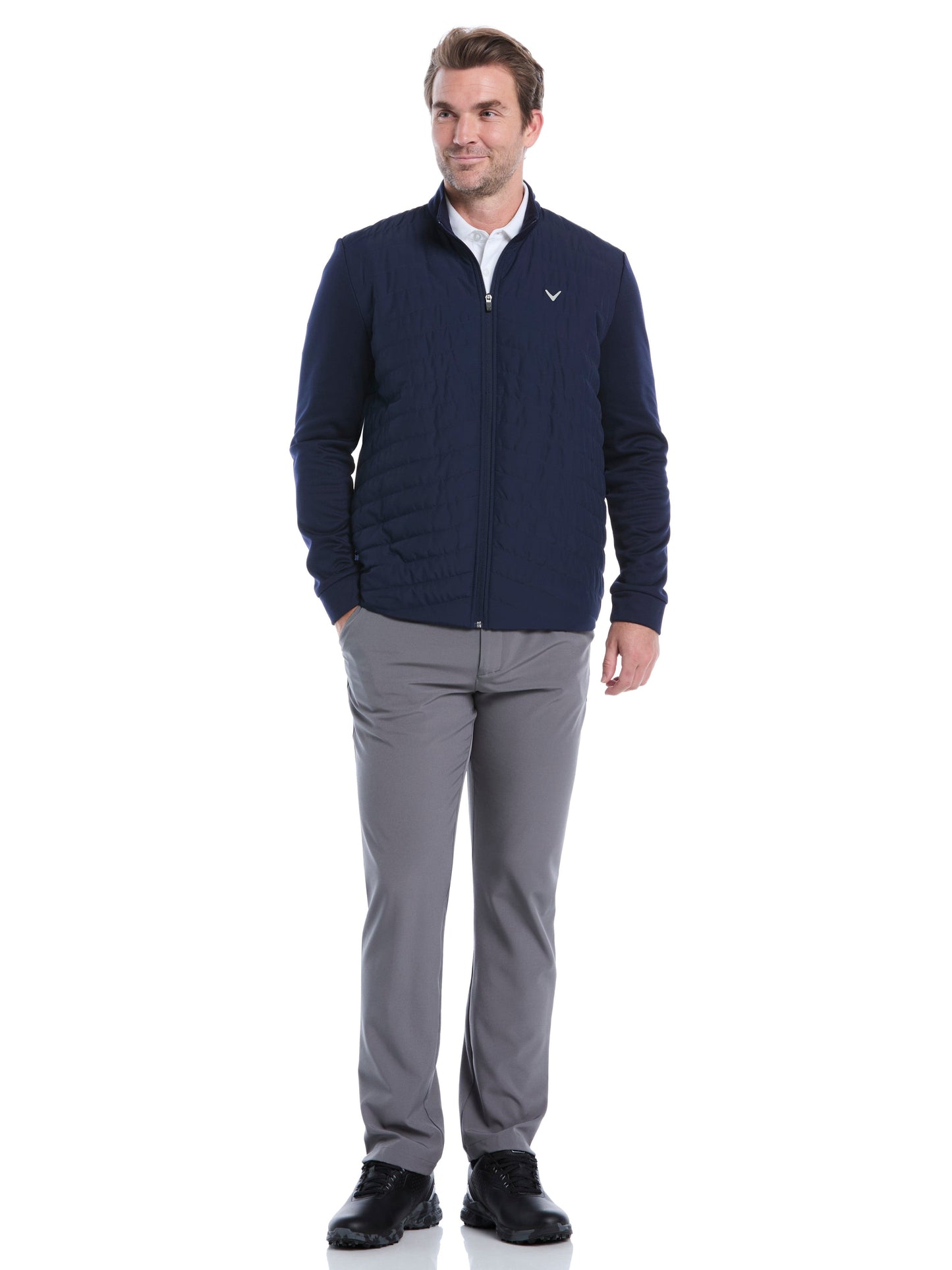 Mens Quilted Puffer Full Zip Golf Jacket