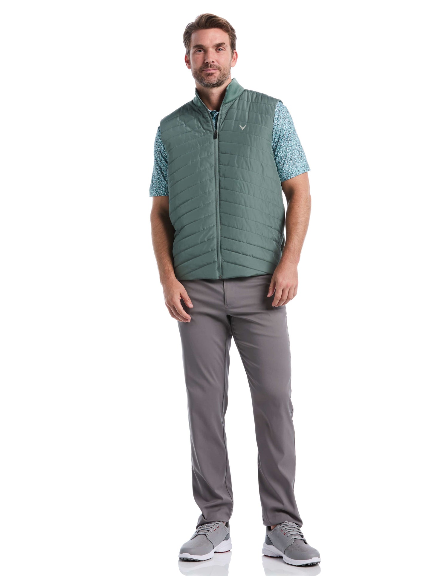 Mens Quilted Puffer Full Zip Golf Vest