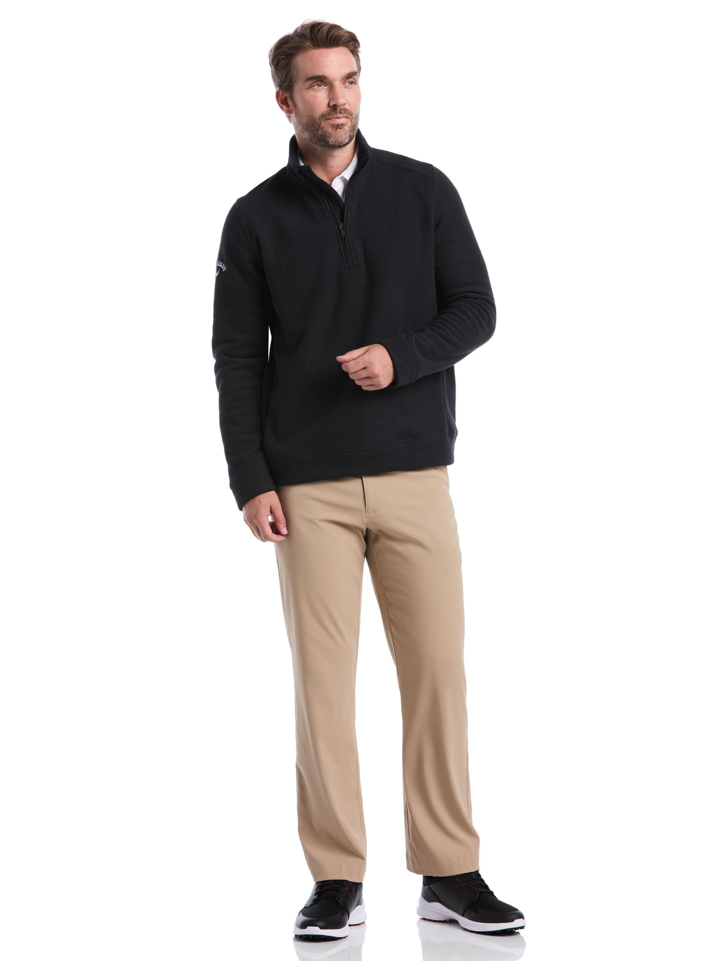 Mens Waffle 1/4 Zip Long Sleeve