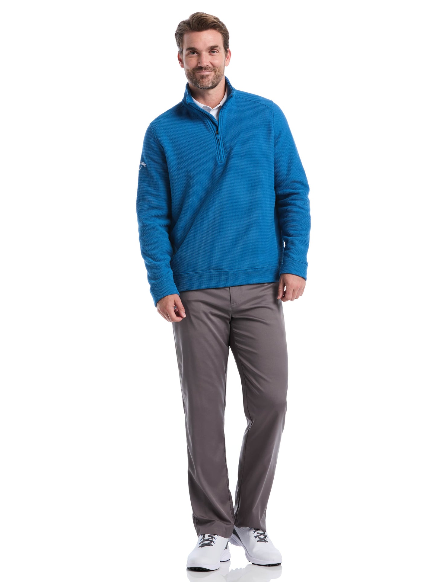 Mens Waffle 1/4 Zip Long Sleeve