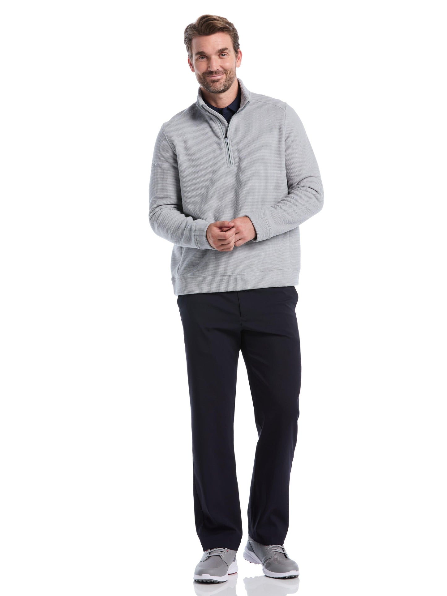 Mens Waffle 1/4 Zip Long Sleeve