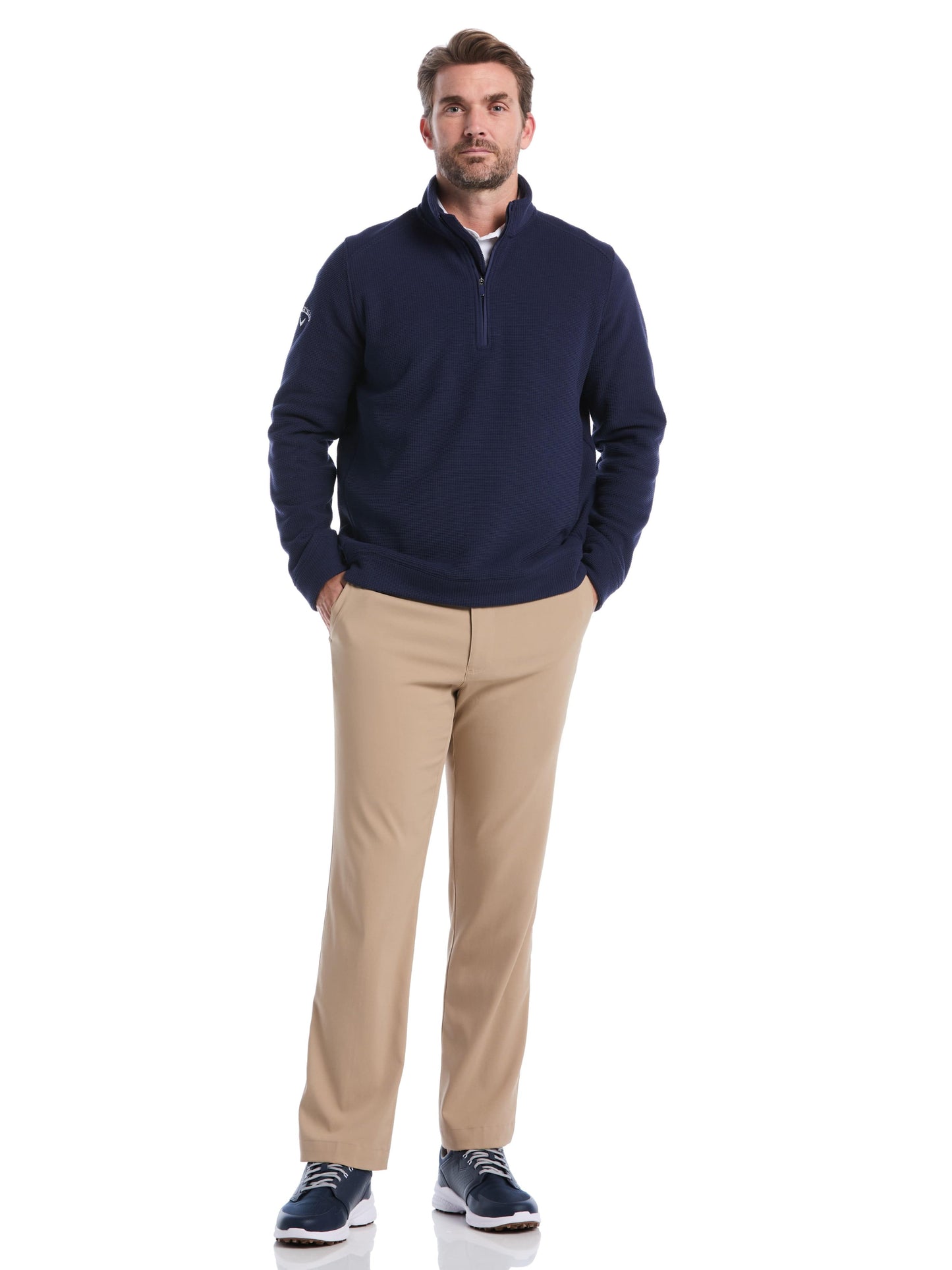 Mens Waffle 1/4 Zip Long Sleeve