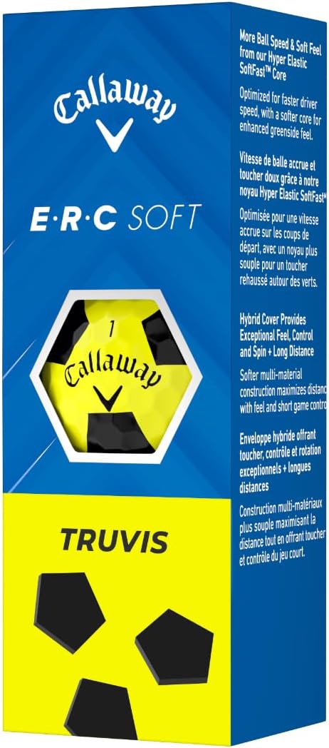 Callaway ERC Soft Truvis Yellow Golf Balls 12-Pack: Max Distance, Soft Feel, Control