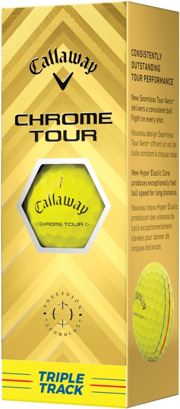 Callaway Chrome Tour Golf Balls: Hyper Fast Core, Triple Track Alignment, Tour Performance