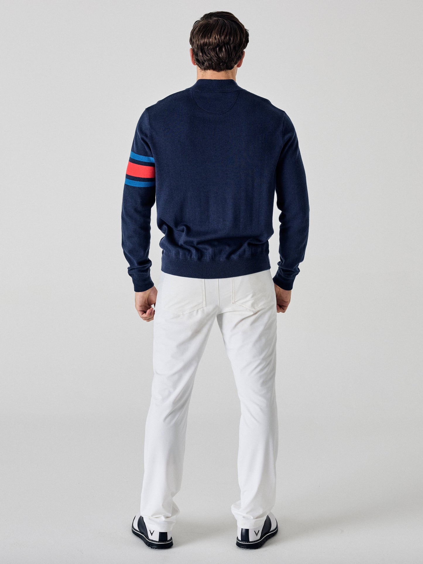 Legacy Collection™ Mens Triple Track Blocked Sleeve 1/4 Zip Golf Sweater