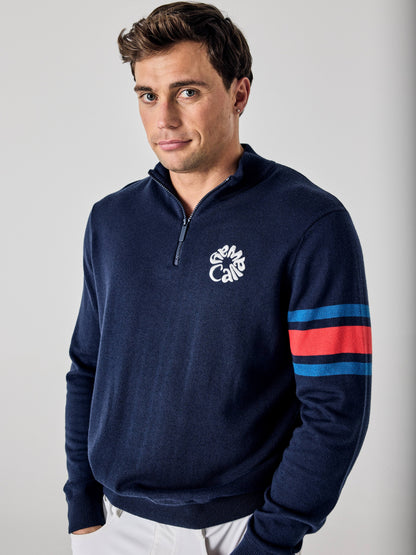 Legacy Collection™ Mens Triple Track Blocked Sleeve 1/4 Zip Golf Sweater