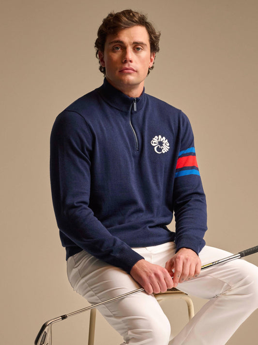 Legacy Collection™ Mens Triple Track Blocked Sleeve 1/4 Zip Golf Sweater