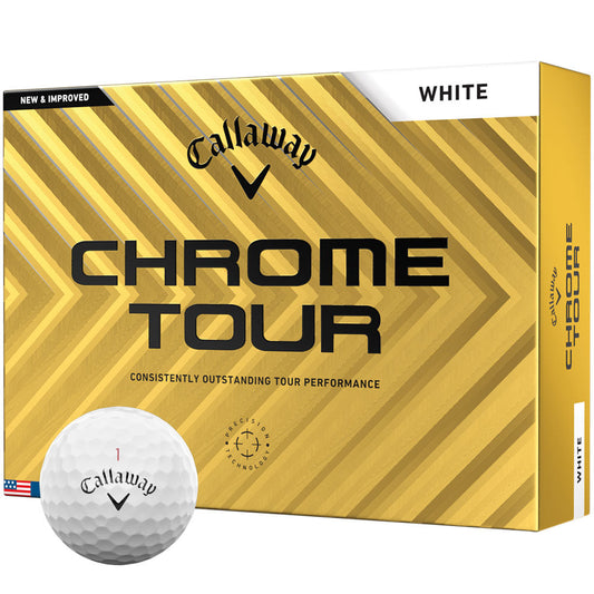 Callaway Chrome Tour Golf Balls: Superior Distance, Soft Feel, 12-Pack White
