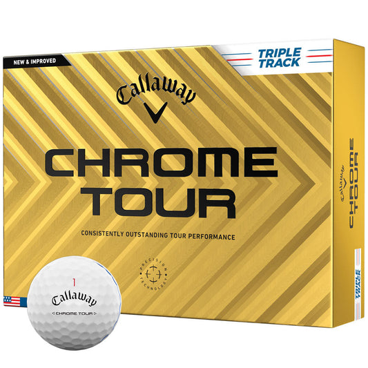 Callaway Chrome Tour Triple Track Golf Balls: Enhanced Distance, Feel, Alignment, 12-Pack