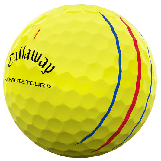 Callaway Chrome Tour Triple Track Yellow Golf Balls - Distance, Feel, Alignment (12-Pack)