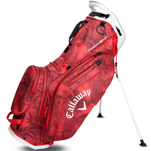 Fairway 14 HD Waterproof Stand Bag - Red Palms/Light Grey