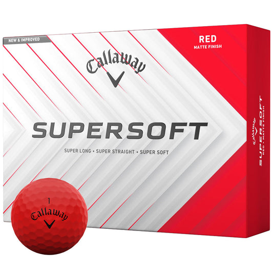 Callaway Supersoft Golf Balls, Matte Red, Long Distance, Soft Feel, 12-Pack
