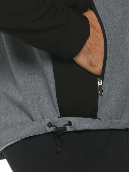 Mens Heathered Block Full Zip Golf Jacket