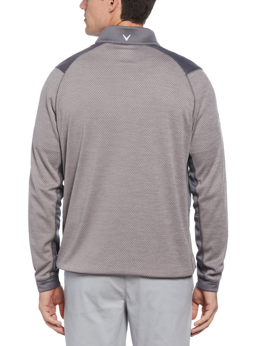 Mens Hexagon Textured 1/2 Zip Base Layer Golf Top