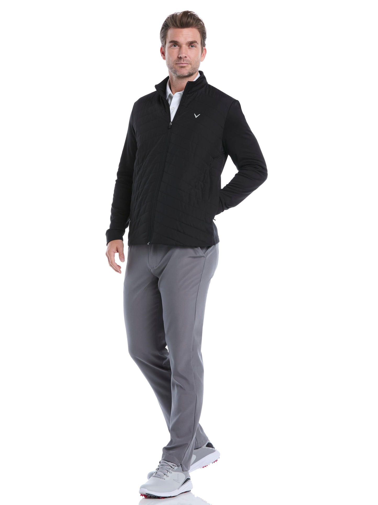Mens Quilted Puffer Full Zip Golf Jacket