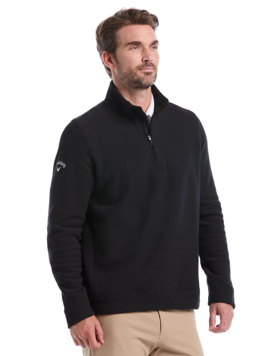 Mens Waffle 1/4 Zip Long Sleeve