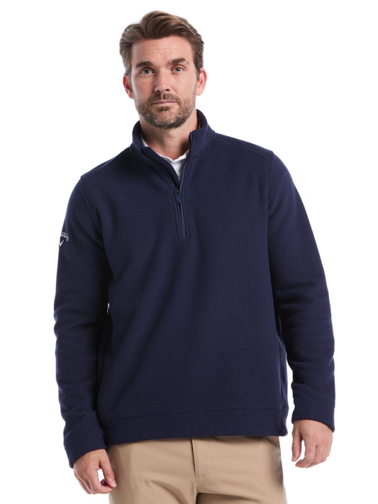 Mens Waffle 1/4 Zip Long Sleeve