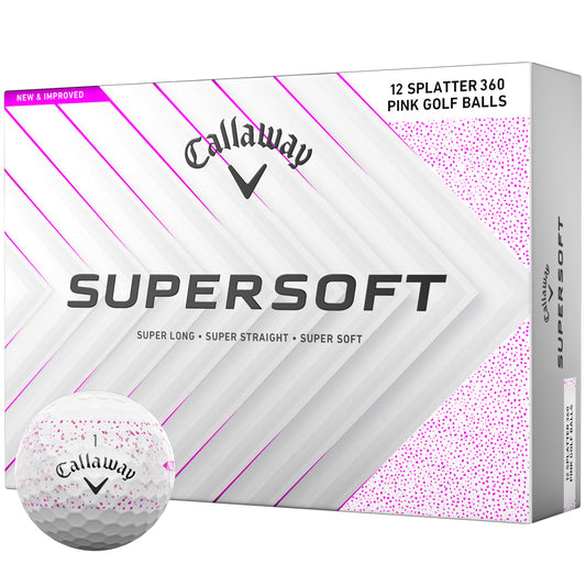 Callaway Supersoft Pink Splatter Golf Balls - 12 Pack - Soft Feel, Long Distance